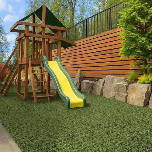 Colorful playground artificial grass design