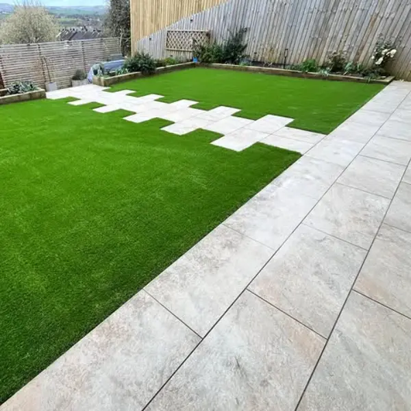 Modern landscaping with artificial grass