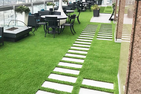 Artificial grass install in restaurant