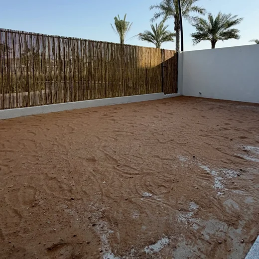 Artificial grass installation project before completion in Palm Jumeirah