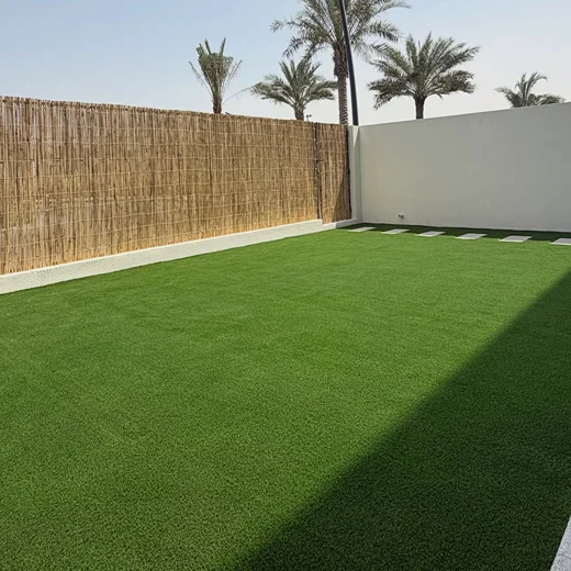 Completed artificial turf installation for a Palm Jumeirah villa