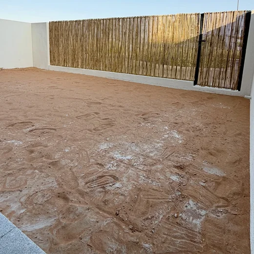 Palm Jumeirah villa garden before artificial grass installation