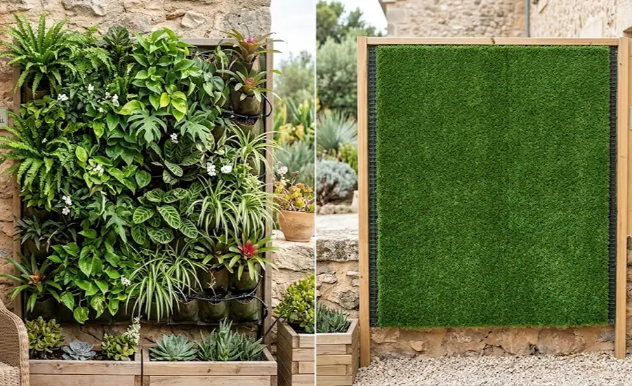 Artificial grass wall vs Natural Wall grass