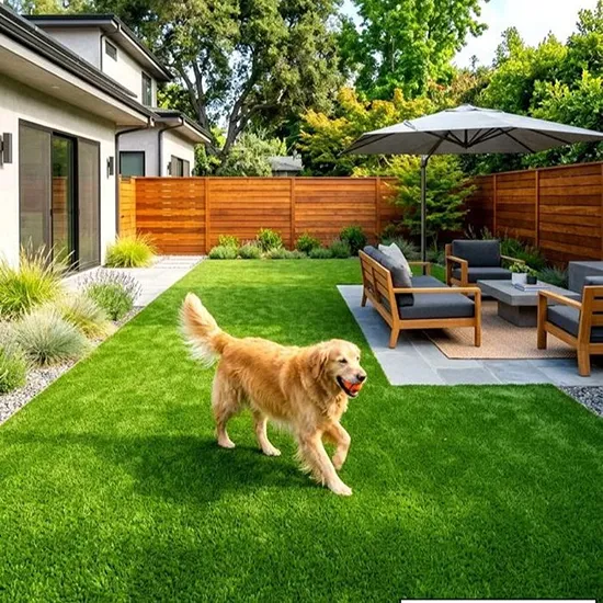 Pet friendly artificial turf in a villa garden